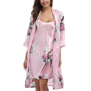 2019 Women Robe & Gown Sets Lace Sleep Lounge Pijama Long Sleeve Ladies Nightwear Bathrobe Night Dress With Chest Pads
