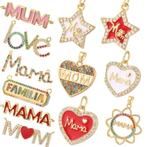 Mama Mother's Day Charms for Jewelry Making Supplies Diy Earring Necklace Bracelet Gold Color Dijes Excellent Quality