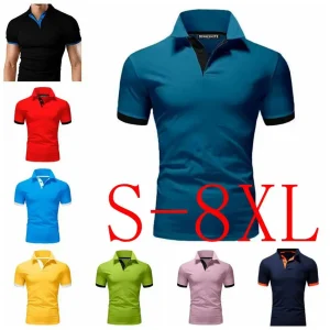 Men's Summer Polo Shirt Man Business Casual T Shirt Breathable Golf Sportwear Short Sleeved Tops for Male Size S-8XL
