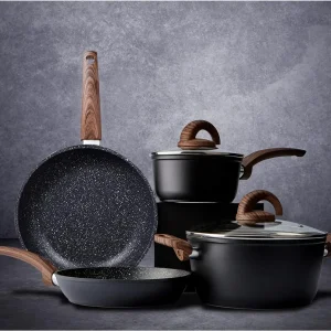 Nonstick Kitchen Cookware Set, Pots and Pans Set Healthy Induction Granite Cooking Set w/Frying Pans, Saucepans, Casserole, Dish